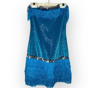 Weiss man children’s dance dress costume sequin fringe jazz tap ballet costume L